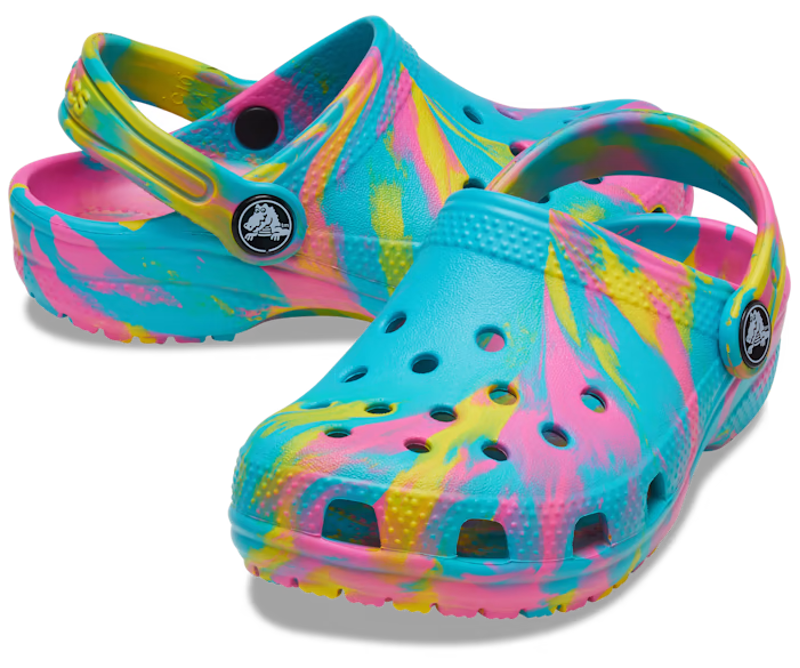 Crocs Classic Marbled Clog Toddler in Digital Aqua/Multi-1